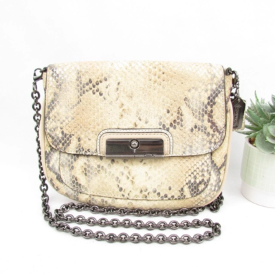 Coach Snakeskin Chain Strap Leather Crossbody Bag