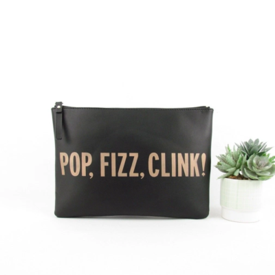 Kate Spade “Pop, Fizz, Clink!” Black Zip Clutch