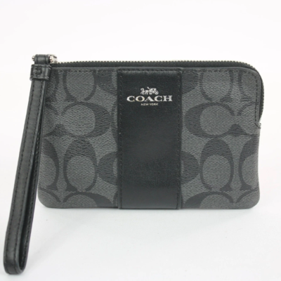 Coach Signature Canvas Corner Zip Wristlet
