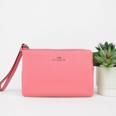 Coach Crossgrain Leather Corner Zip Wristlet