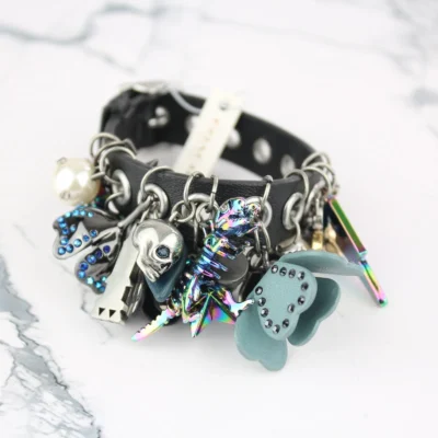 Coach Multi-Charm Buckle Closure Leather Bracelet