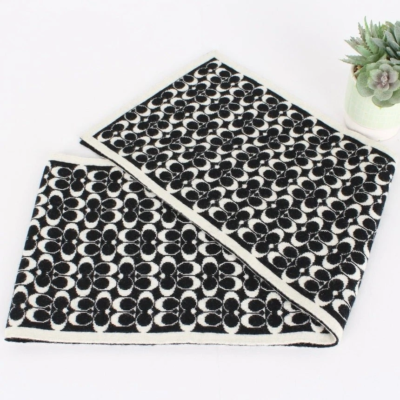 Coach Black&Cream Signature Monogram Wool Scarf