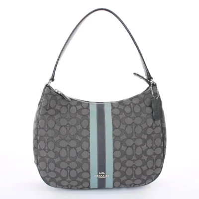 Coach Signature Stripe Zip Shoulder Bag