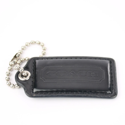 Coach Black Patent Leather Silver Chain Bag Charm
