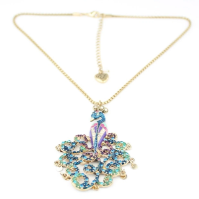 Betsey Johnson Gold Peacock Pendant Necklace