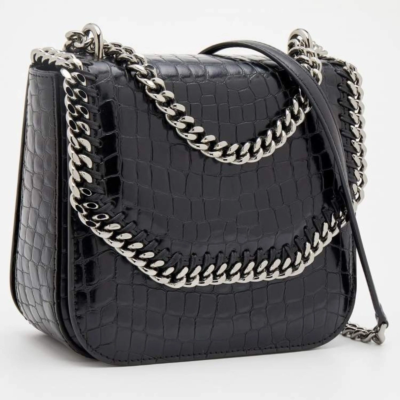 Authentic Stella McCartney Croc Embossed Faux Leather Falabella Star Box Bag