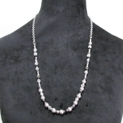 Brighton Silver-Tone Black Beaded Necklace