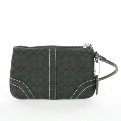 Coach Black Signature Fabric Wristlet