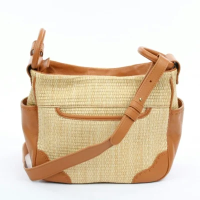 HOBO Sheila Straw Leather Crossbody Bag