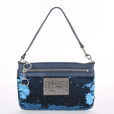Coach Poppy Y2K Vintage Blue Sequin Wristlet