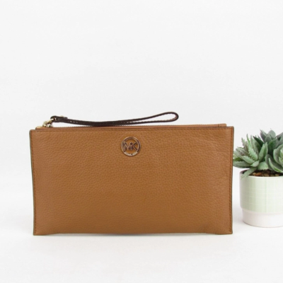 Michael Kors Fulton Leather Large Zip Clutch