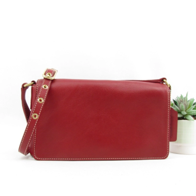 Vintage Coach Red Leather Shoulder/ Crossbody Bag - 9599