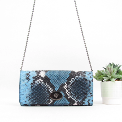 Coach Blue Snake Embossed Crossbody Bag