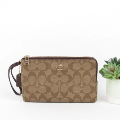 Coach Signature Double Zip Wristlet