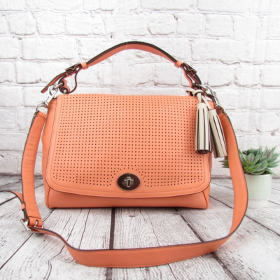 Coach Perforated Leather Romy Top Handle/ Shoulder Bag