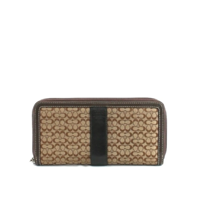 Coach Signature Monogram Zip-Around Wallet
