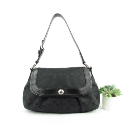 Authentic Coach Vintage Black Signature Flap Bag
